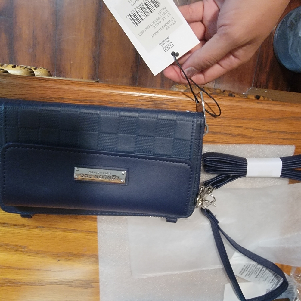 Navy Blue Checkered Women's Bag